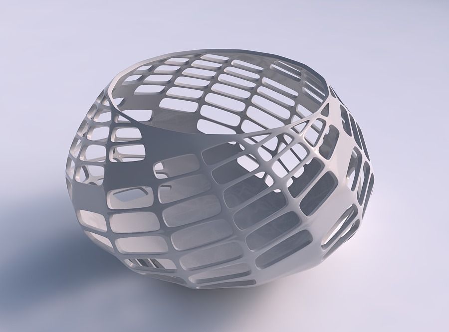 Bowl squeezed twisted with diagonal grid lattice 3 3D print model_0
