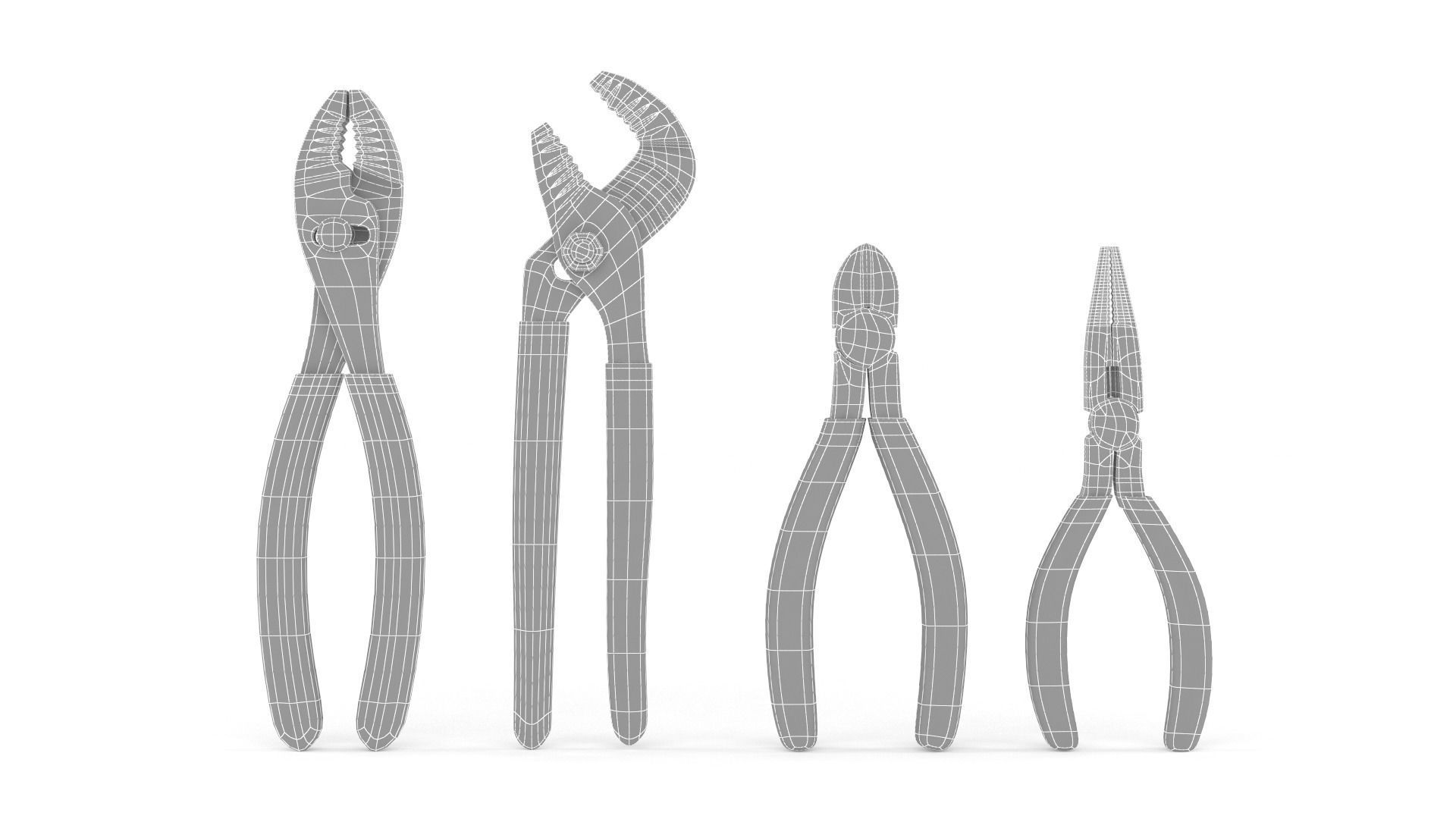 Pliers Set pair of 3D model_9