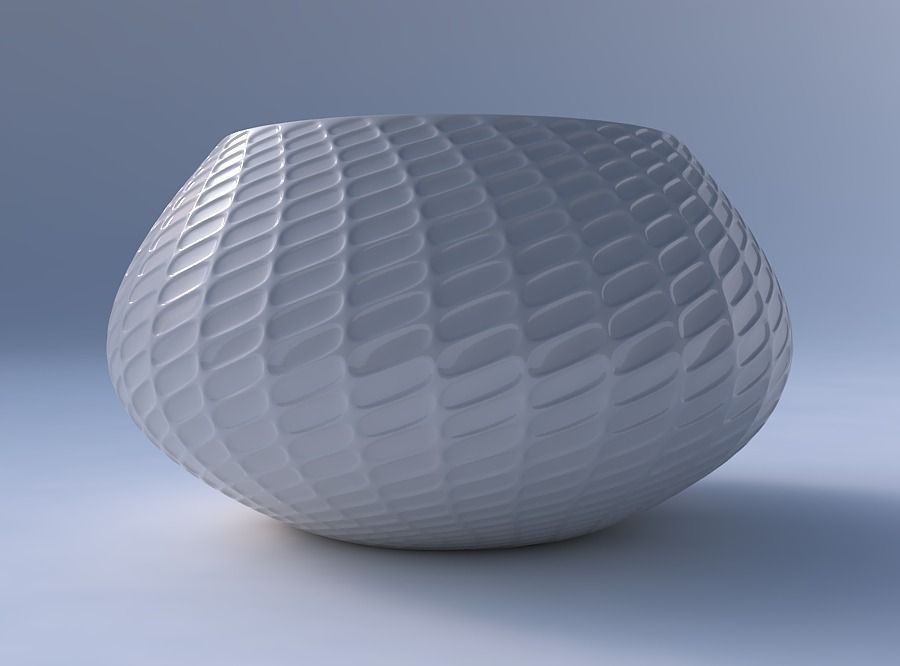 Bowl squeezed twisted with diagonal grid dents 3D print model_4