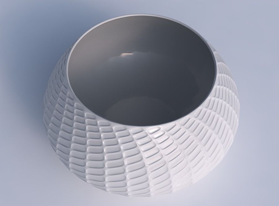 Bowl squeezed twisted with diagonal grid dents 3D print model_1