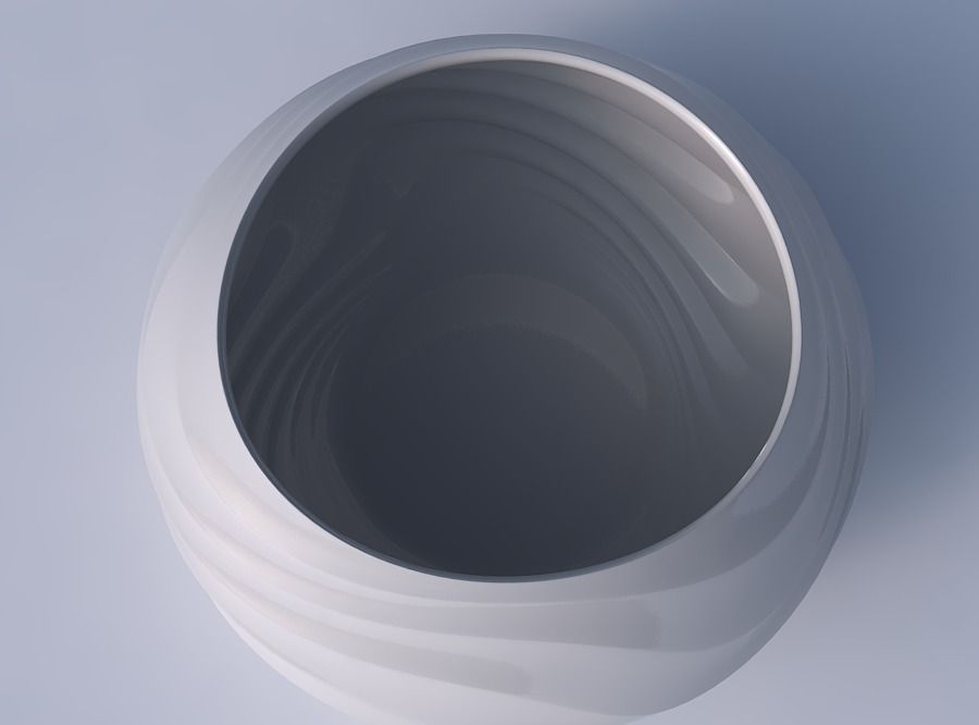 Bowl squeezed twisted with curved horizontal wavy sections 3D print model_2