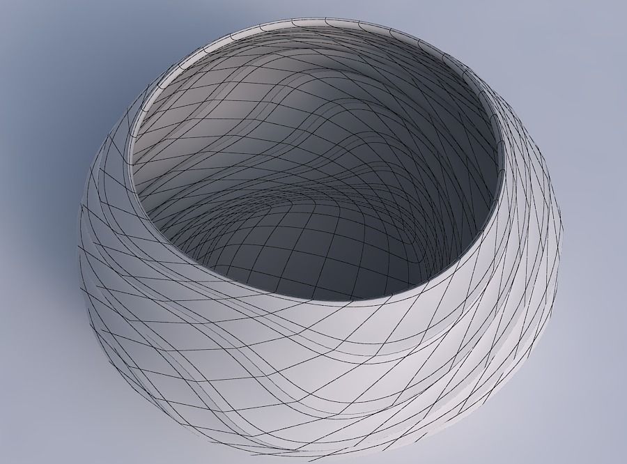 Bowl squeezed twisted with curved horizontal wavy sections 3D print model_6