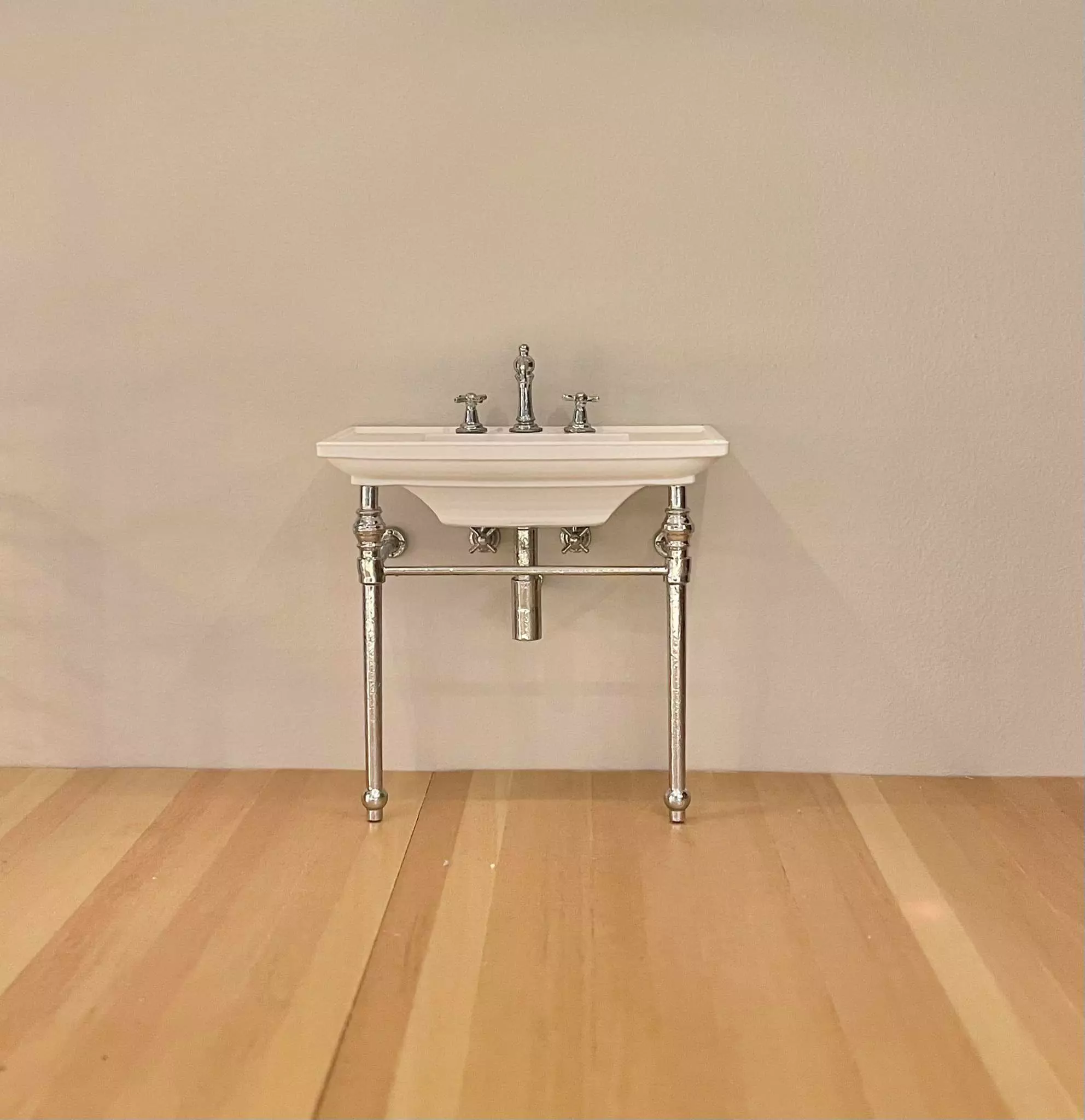 12th Scale Modern Freestanding Sink and Faucet Set for dollhouse 3D print model_0