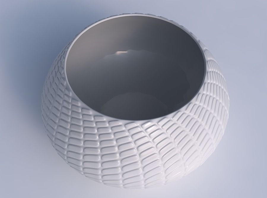 Bowl squeezed twisted with diagonal grid bulges 3D print model_1