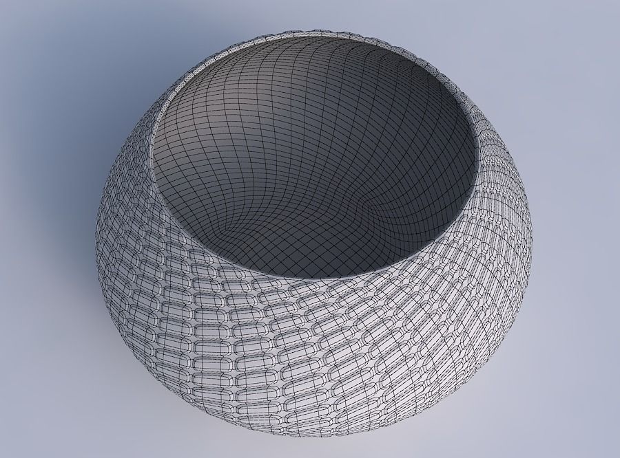 Bowl squeezed twisted with diagonal grid bulges 3D print model_6