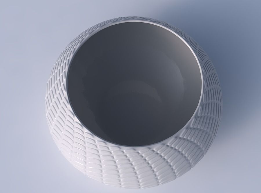Bowl squeezed twisted with diagonal grid bulges 3D print model_2