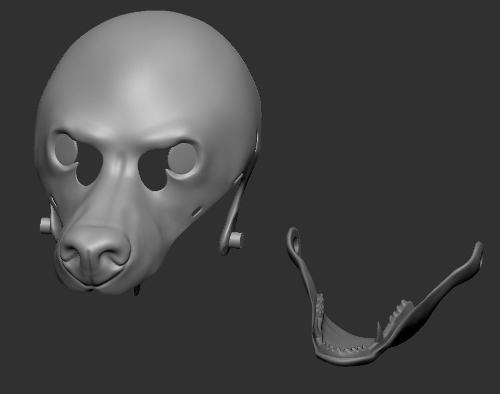Furry dog mask  blank 3D print model_3