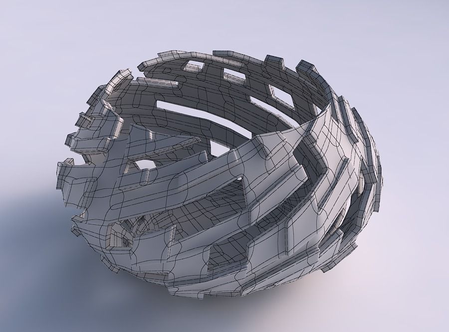 Bowl squeezed twisted with cuts and bulges 3D print model_5