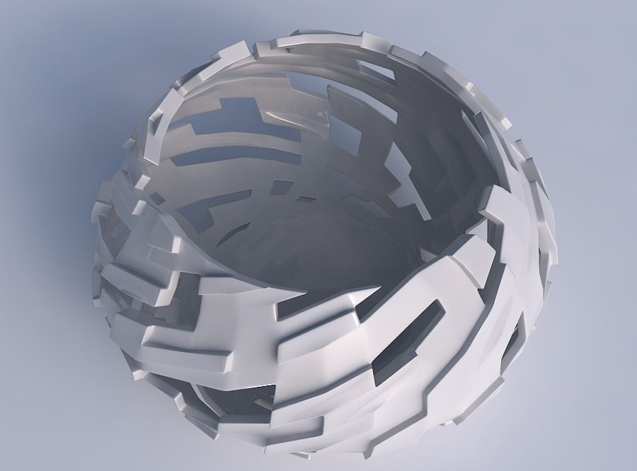 Bowl squeezed twisted with cuts and bulges 3D print model_1