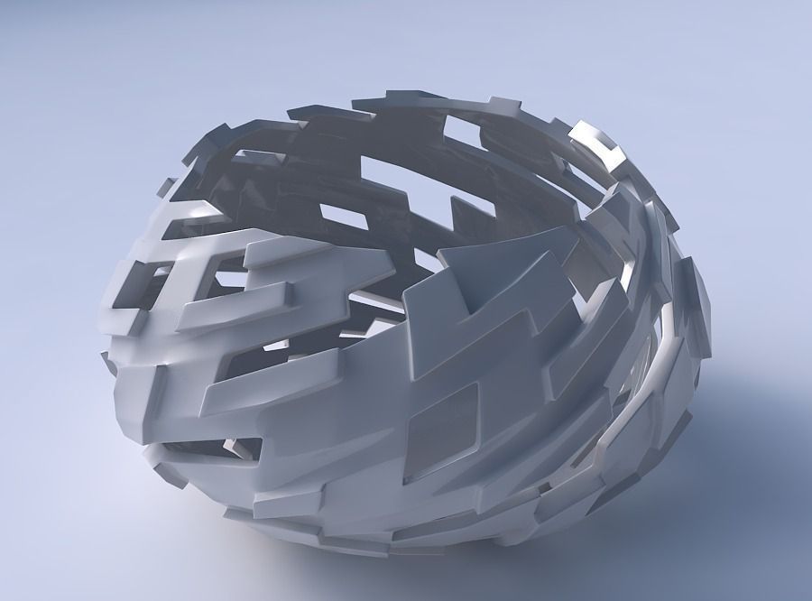 Bowl squeezed twisted with cuts and bulges 3D print model_3