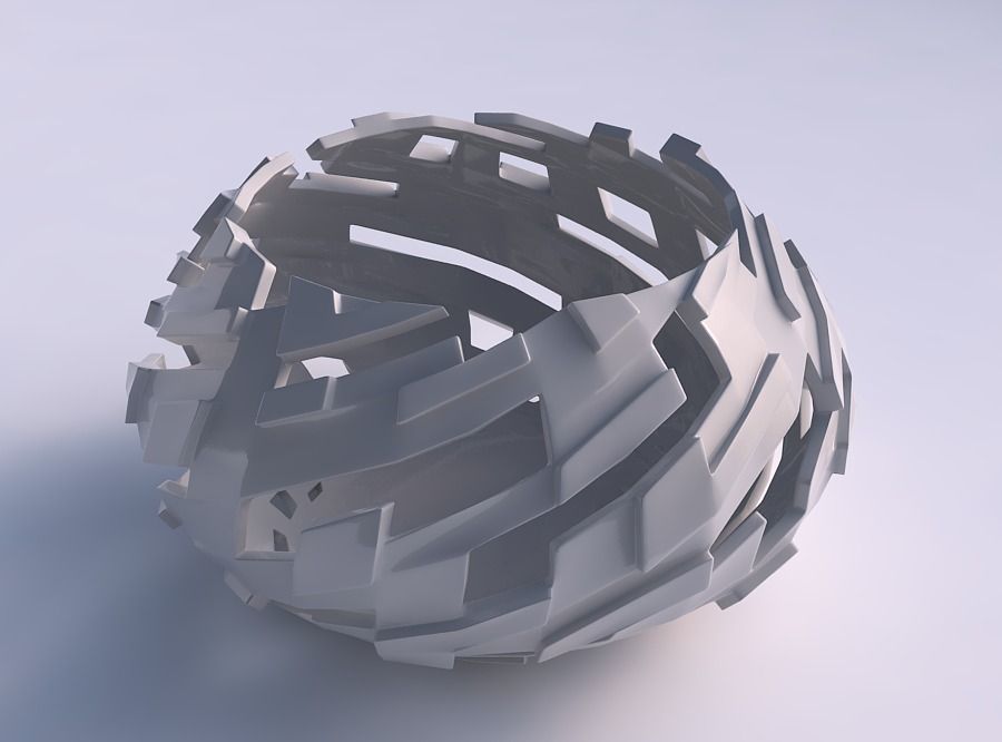 Bowl squeezed twisted with cuts and bulges 3D print model_0