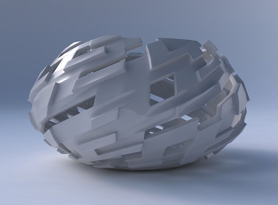 Bowl squeezed twisted with cuts and bulges 3D print model_4