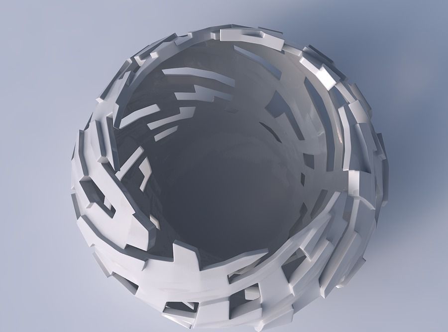 Bowl squeezed twisted with cuts and bulges 3D print model_2