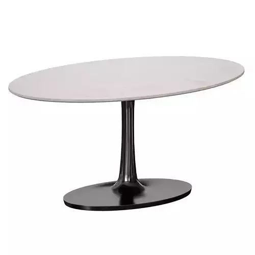 Nero Oval White Marble Top Table with Matte Black Base