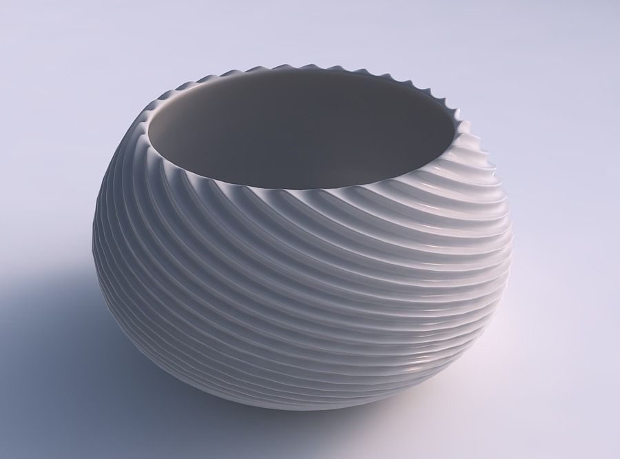 Bowl squeezed twisted with bent extruded lines 2 3D print model_0