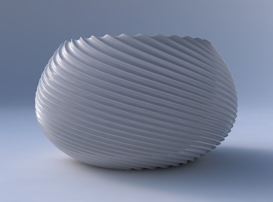 Bowl squeezed twisted with bent extruded lines 2 3D print model_4