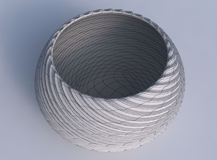 Bowl squeezed twisted with bent extruded lines 2 3D print model_6