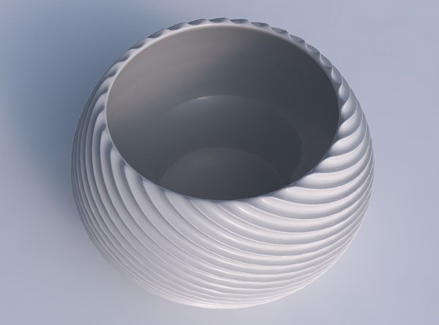 Bowl squeezed twisted with bent extruded lines 2 3D print model_1