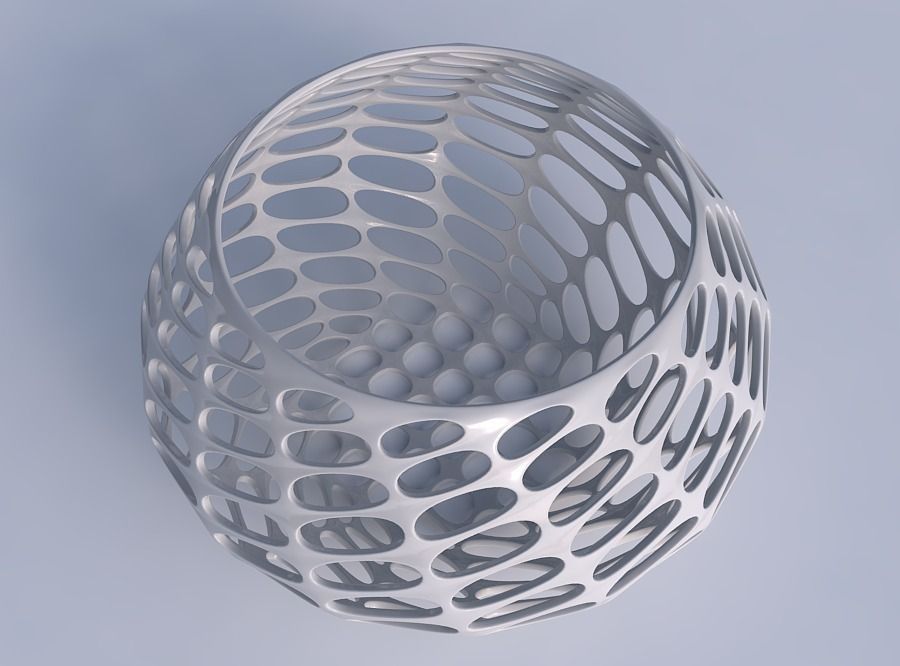 Bowl squeezed twisted with bubble grid lattice 3D print model_1