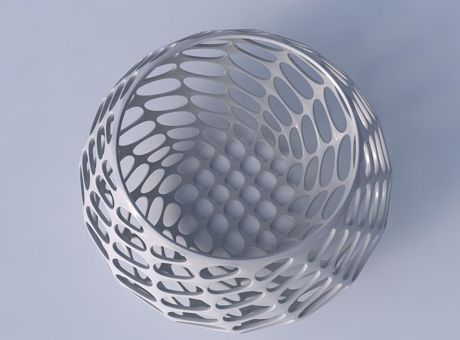 Bowl squeezed twisted with bubble grid lattice 3D print model_2