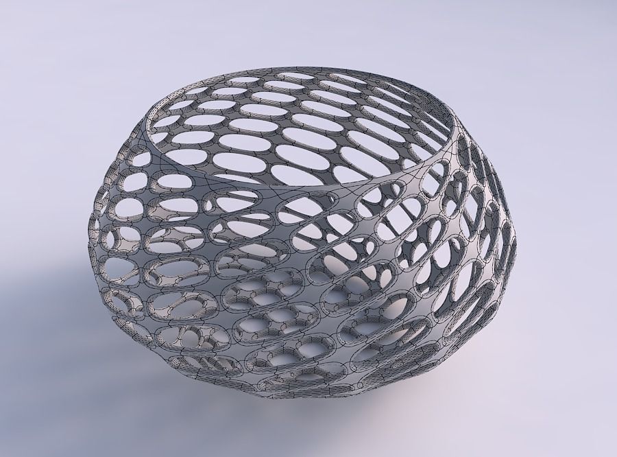 Bowl squeezed twisted with bubble grid lattice 3D print model_5