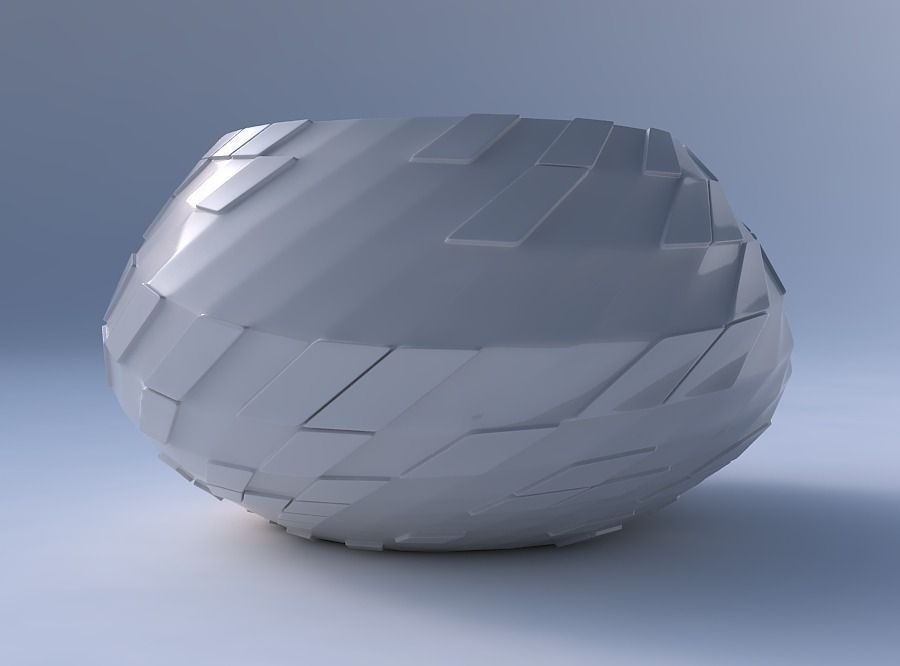 Bowl squeezed twisted with wavy scattered grid plates 3D print model_4