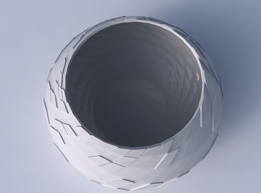 Bowl squeezed twisted with wavy scattered grid plates 3D print model_2