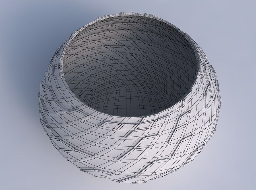 Bowl squeezed twisted with wavy scattered grid plates 3D print model_6