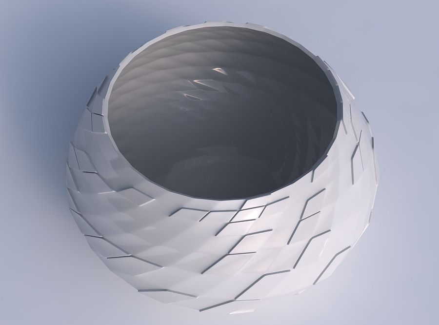 Bowl squeezed twisted with wavy scattered grid plates 3D print model_1