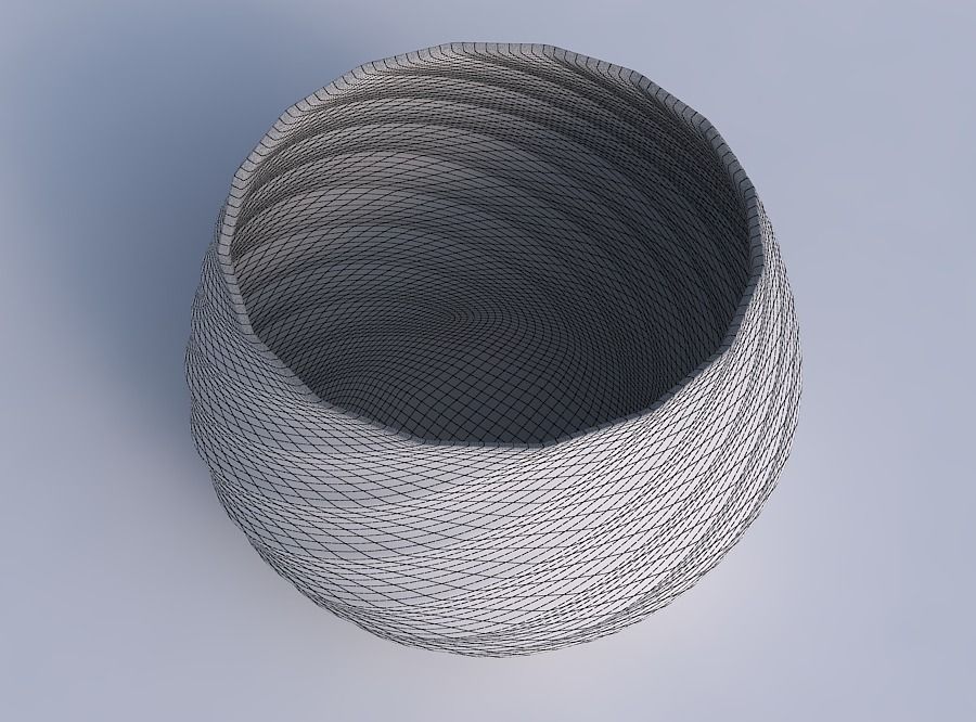 Bowl squeezed twisted with bands 3D print model_6