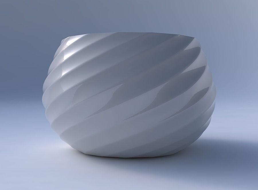Bowl squeezed twisted with bands 3D print model_4