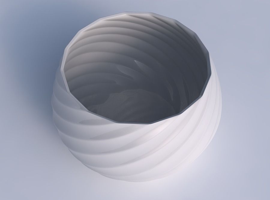 Bowl squeezed twisted with bands 3D print model_1