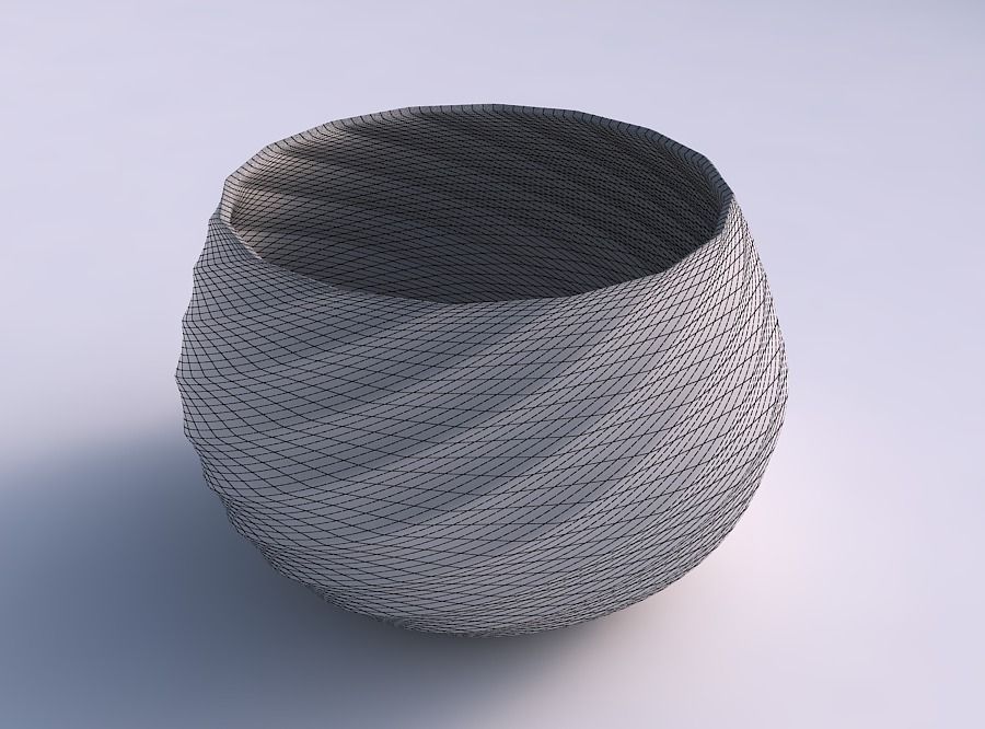 Bowl squeezed twisted with bands 3D print model_5