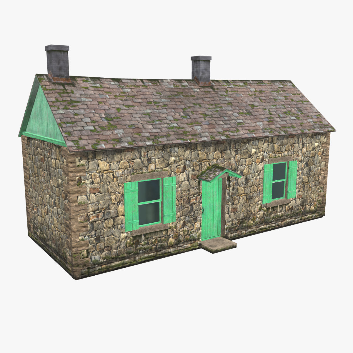 Old stone cottage 3D model_8