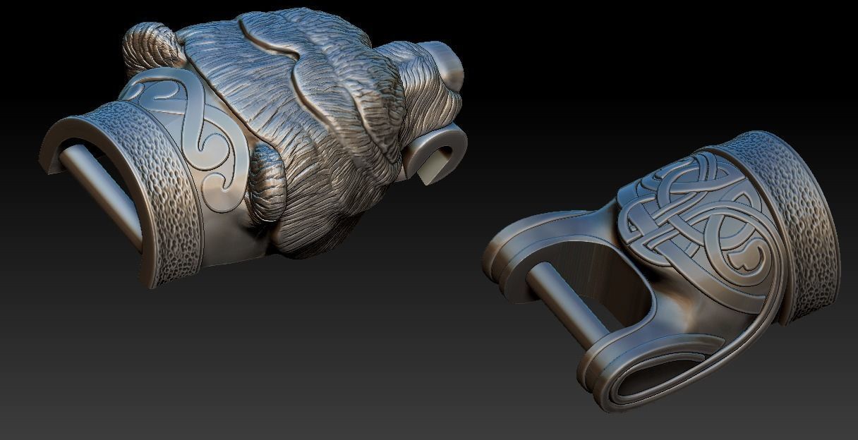 Fastener for bracelet  made as Bear Head 3D print model_6