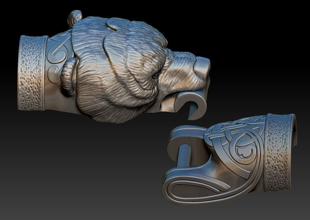 Fastener for bracelet  made as Bear Head 3D print model_5