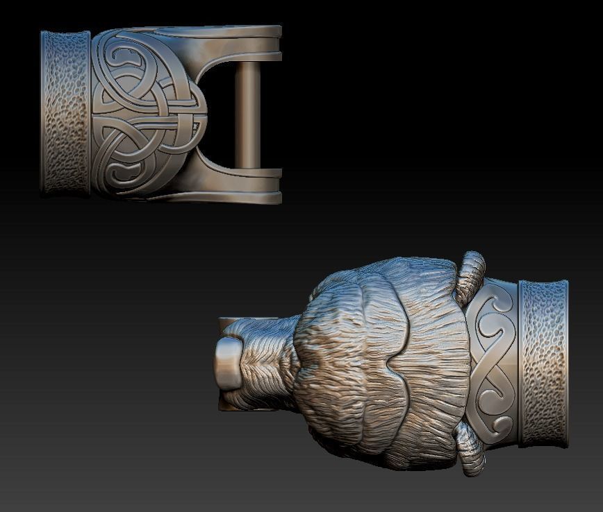 Fastener for bracelet  made as Bear Head 3D print model_9