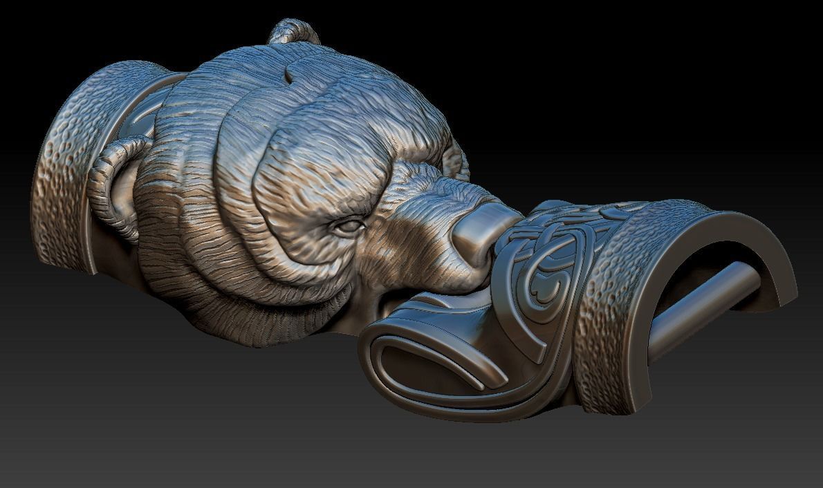 Fastener for bracelet  made as Bear Head 3D print model_3