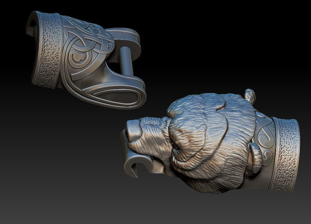 Fastener for bracelet  made as Bear Head 3D print model_10