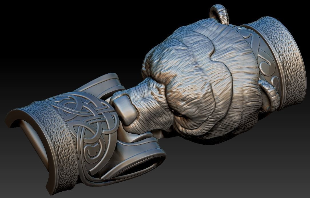 Fastener for bracelet  made as Bear Head 3D print model_2