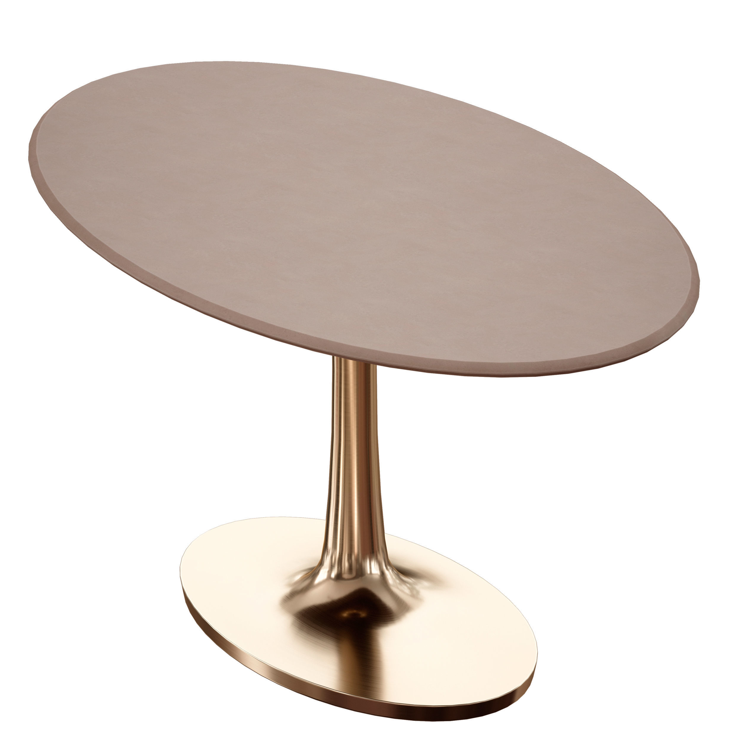 Nero Oval Concrete Dining Table with Brass Base Crate and Barrel 3D model_7
