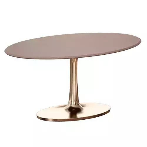 Nero Oval Concrete Dining Table with Brass Base Crate and Barrel
