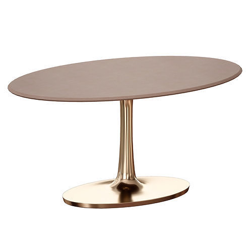 Nero Oval Concrete Dining Table with Brass Base Crate and Barrel 3D model