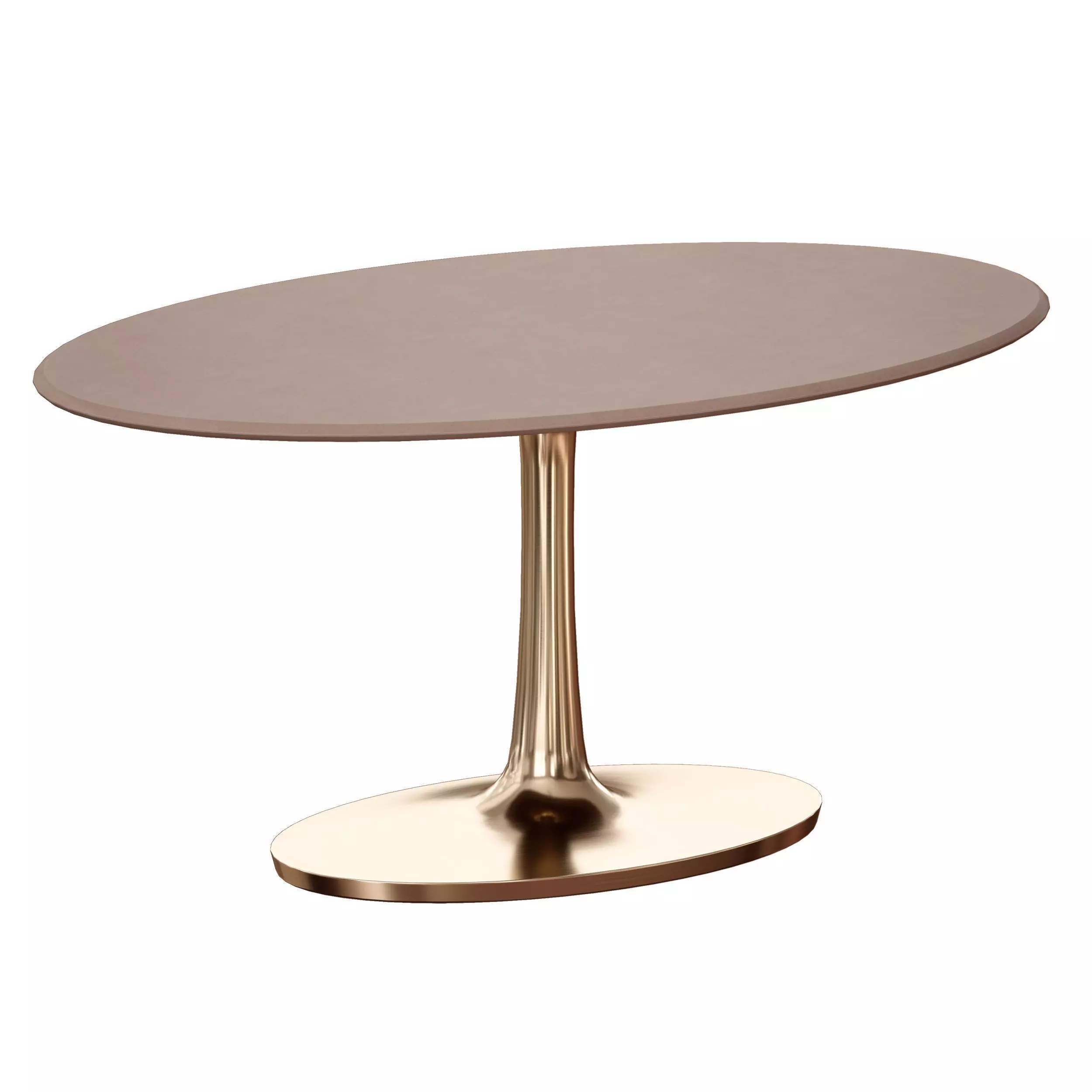 Nero Oval Concrete Dining Table with Brass Base Crate and Barrel 3D model_0