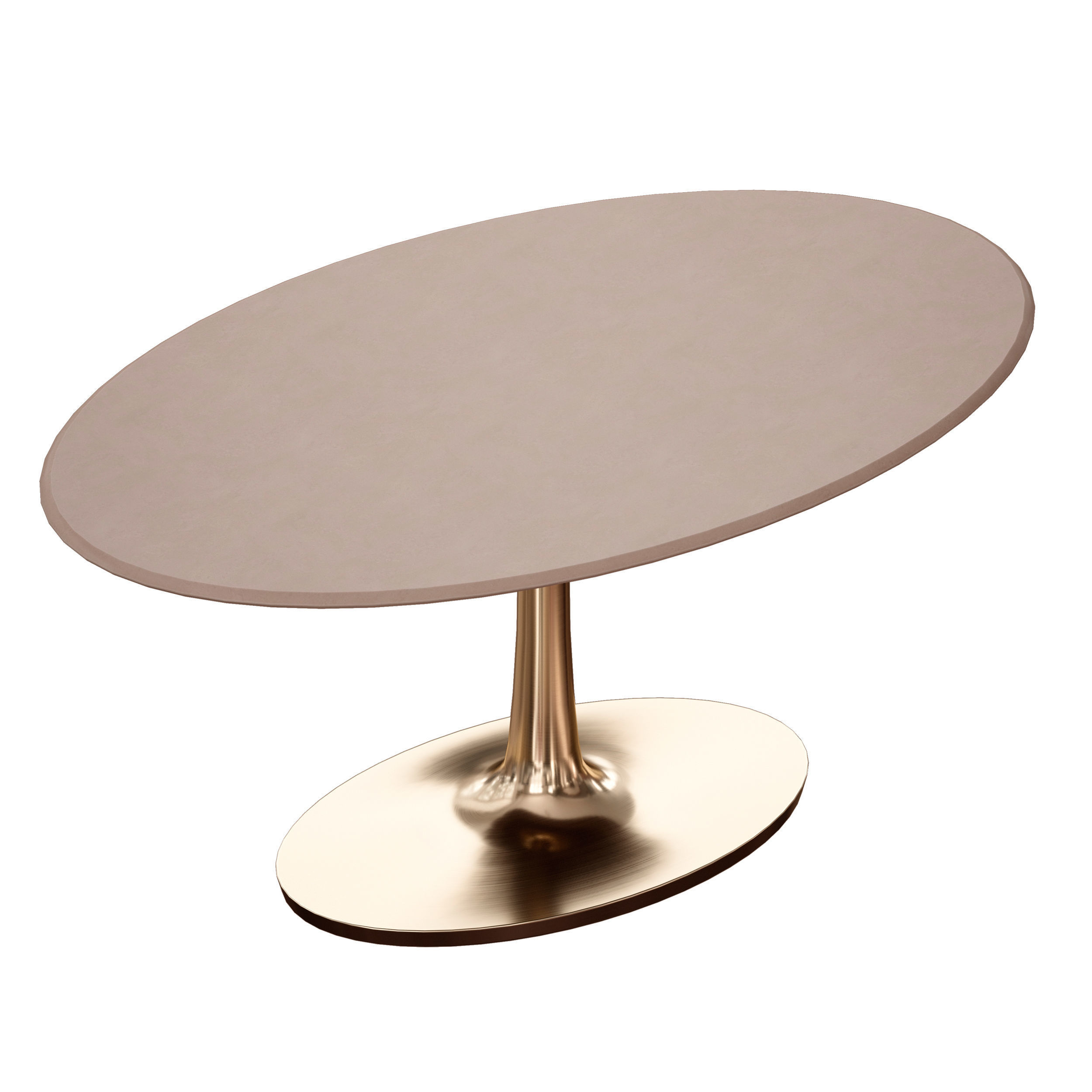 Nero Oval Concrete Dining Table with Brass Base Crate and Barrel 3D model_3