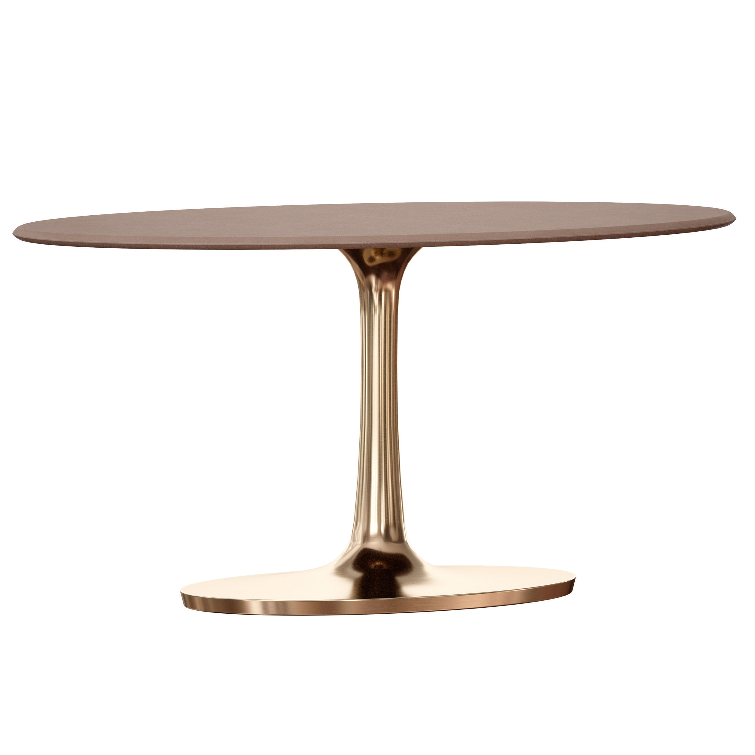 Nero Oval Concrete Dining Table with Brass Base Crate and Barrel 3D model_1