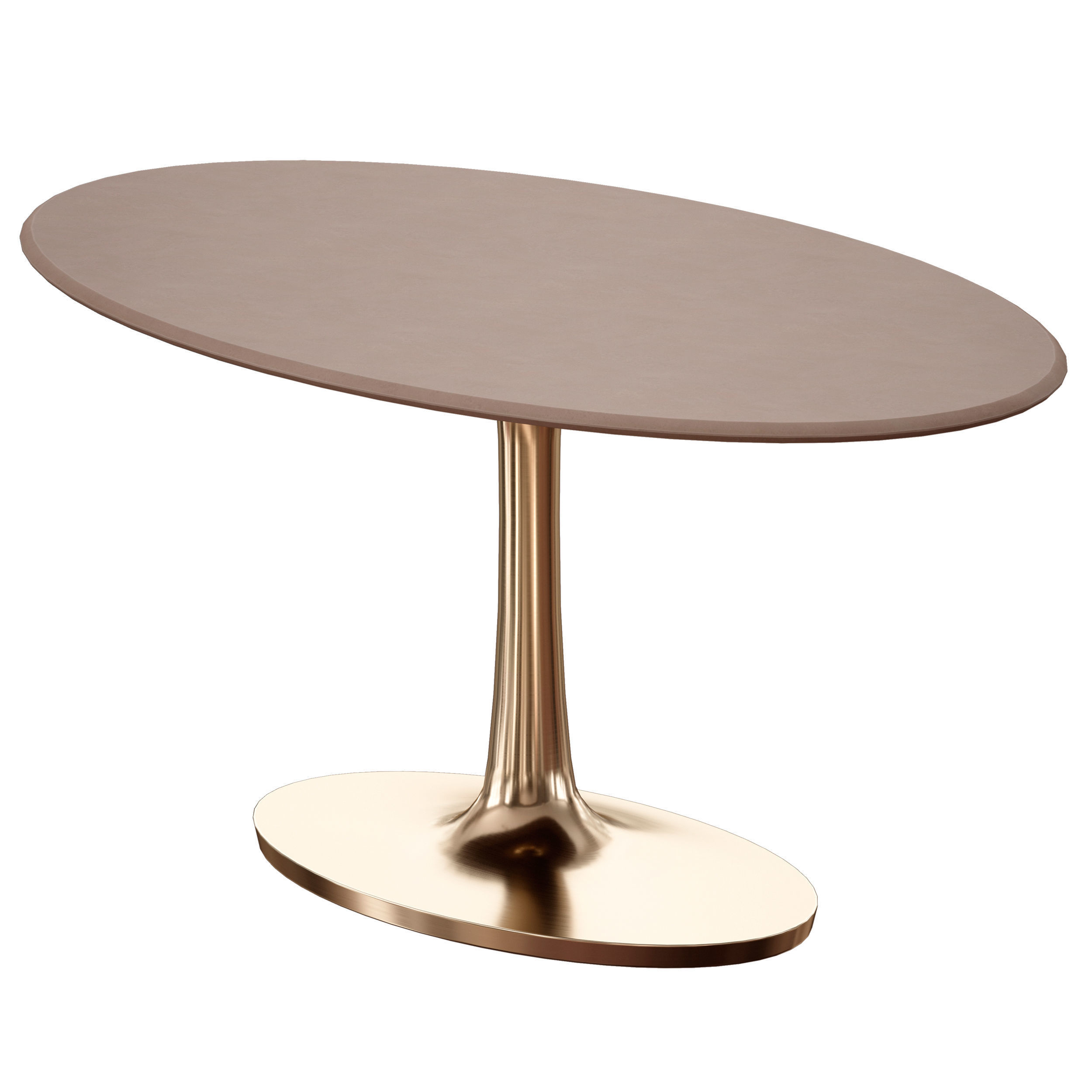Nero Oval Concrete Dining Table with Brass Base Crate and Barrel 3D model_6