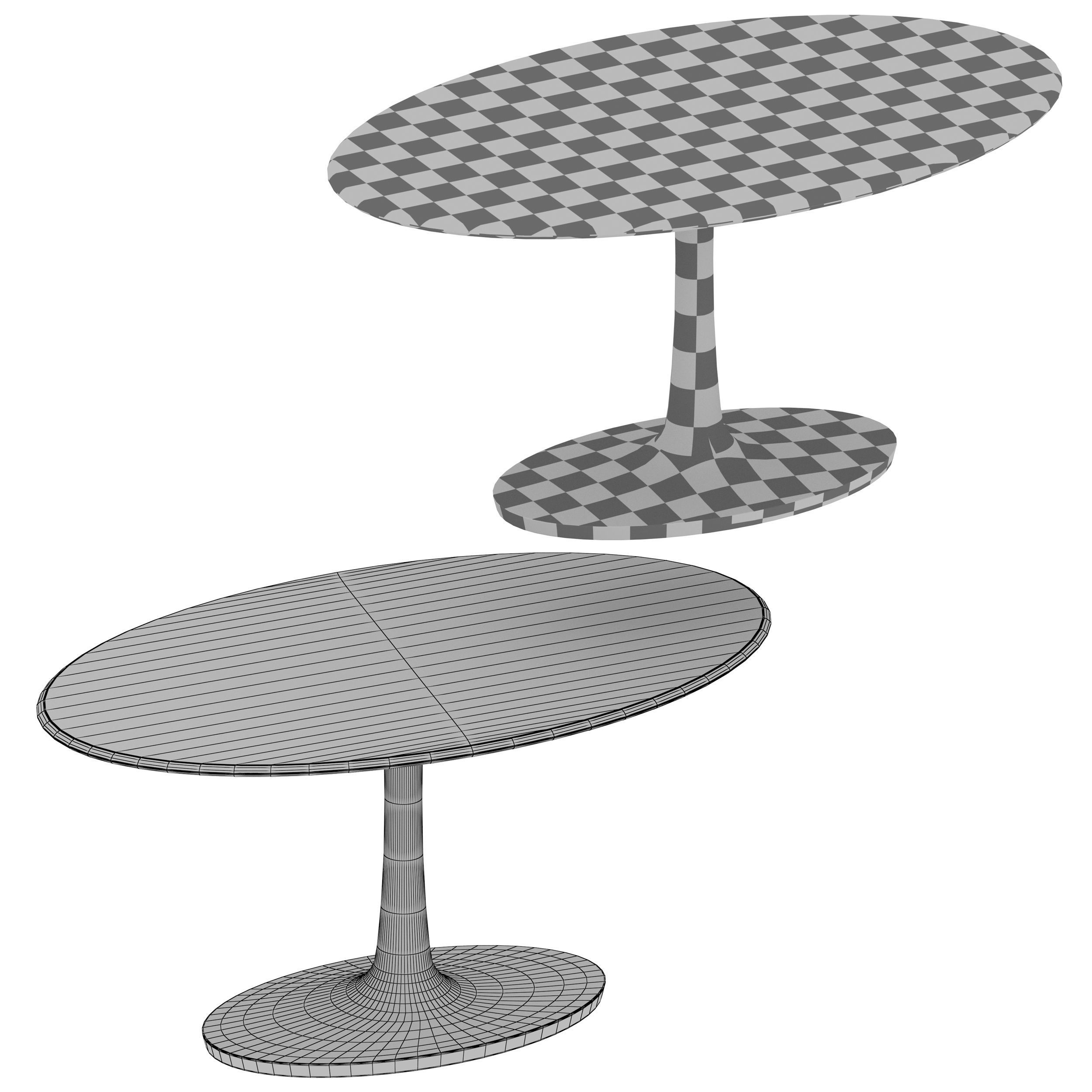 Nero Oval Concrete Dining Table with Brass Base Crate and Barrel 3D model_10