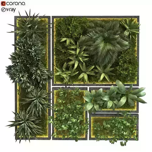 green wall set 088 Low-poly 3D model