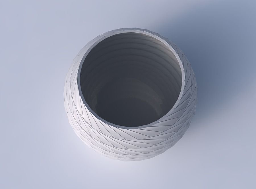 Bowl spheric with twisted grid plates 3D print model_2